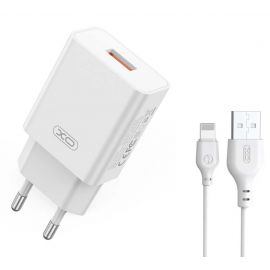 XO L127 USB-A QC18W Φορτιστής Γρήγορης Φόρτισης με Lightning Καλώδιο 