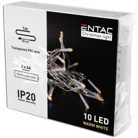 Entac Χριστουγεννιάτικα Εσωτερικά 10 LED Θερμό 1μ (2xAA Δεν περιλαμβ.)