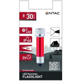 Entac Φακός 5 LED Μπρελόκ Κόκκινο