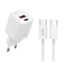 XO L147 (EU) PD 1USB-A+1USB-C Φορτιστής με καλώδιο TYPE-C Λευκό